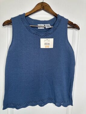 NWT Bobbie Brooks Blue Sleeveless Knit Tank with Eyelet Trim